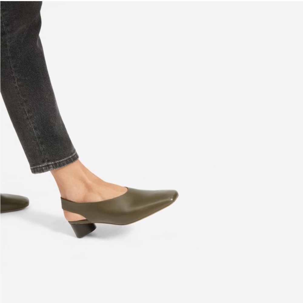 Everlane Olive Green Slingback Heels